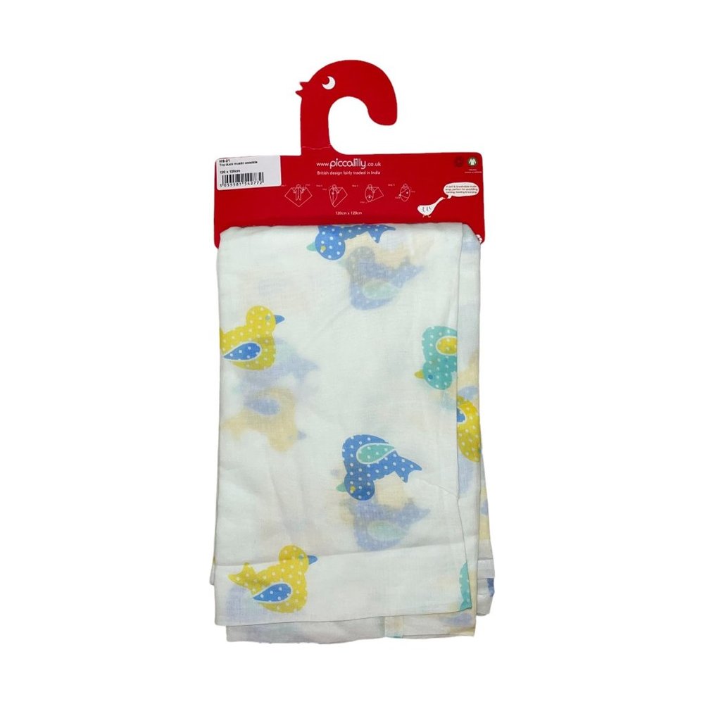 NWT Piccalilly Swaddlesaous Toy Duck Muslin Swaddle Baby Infant Gift - Picture 4 of 5
